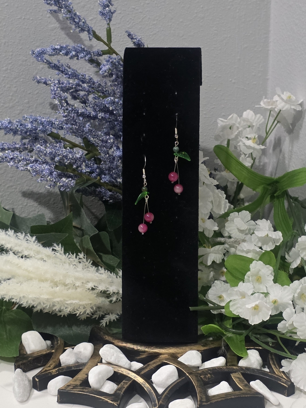 Cherry Drop Dangle Earrings – Pink